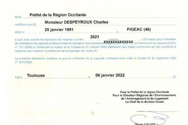 Licence de transport Communautaire